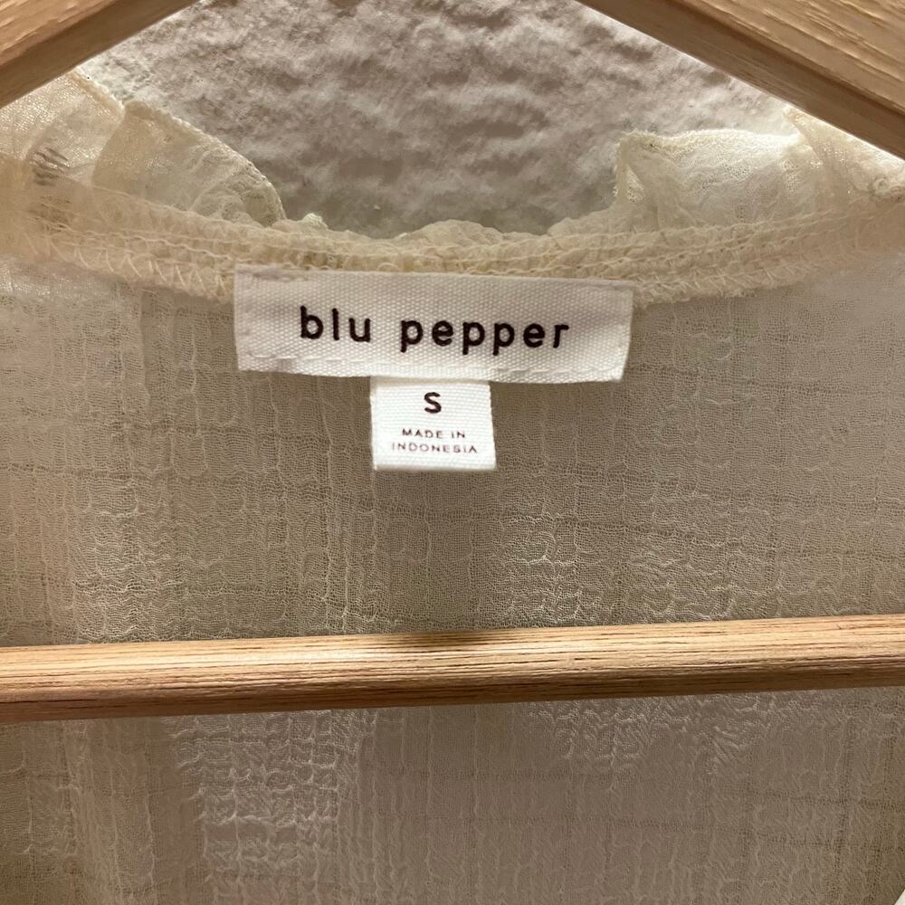 Blu Pepper Swiss Dot Ruffle Peasant Blouse Ivory Cream Cottagecore S Romantic - Picture 5 of 8